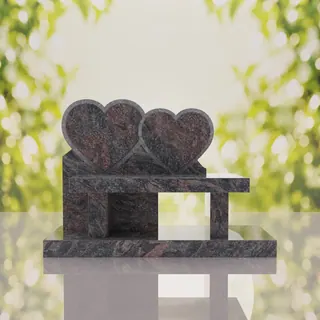 Double Heart Bench Headstone thumbnail 5