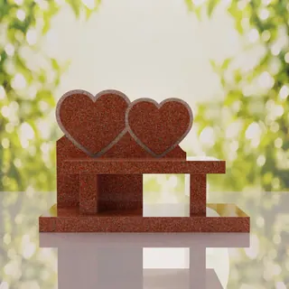 Double Heart Bench Headstone thumbnail 2