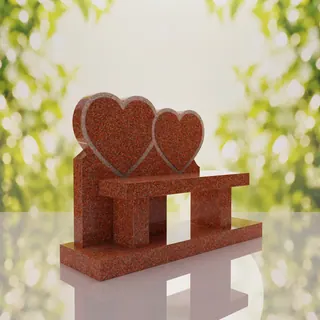 Double Heart Bench Headstone thumbnail 1