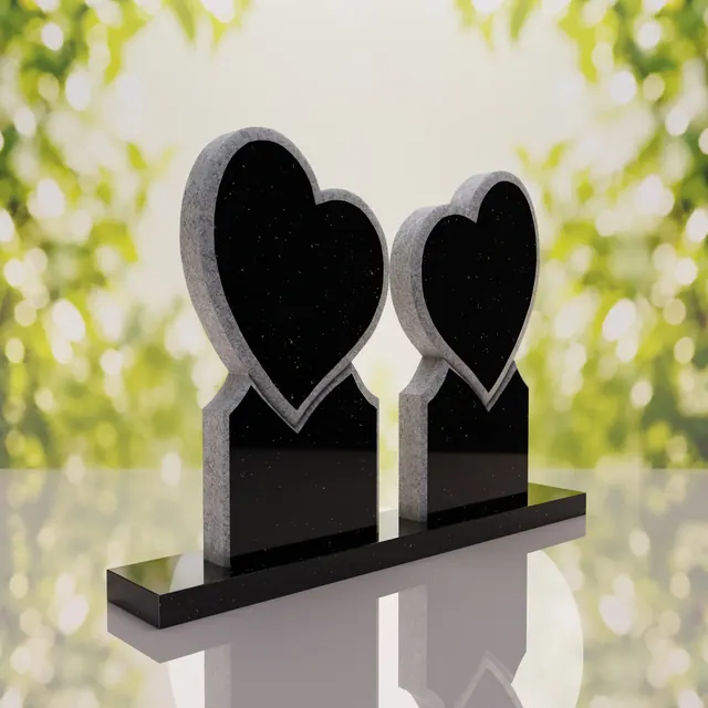 Double Heart Companion Headstone