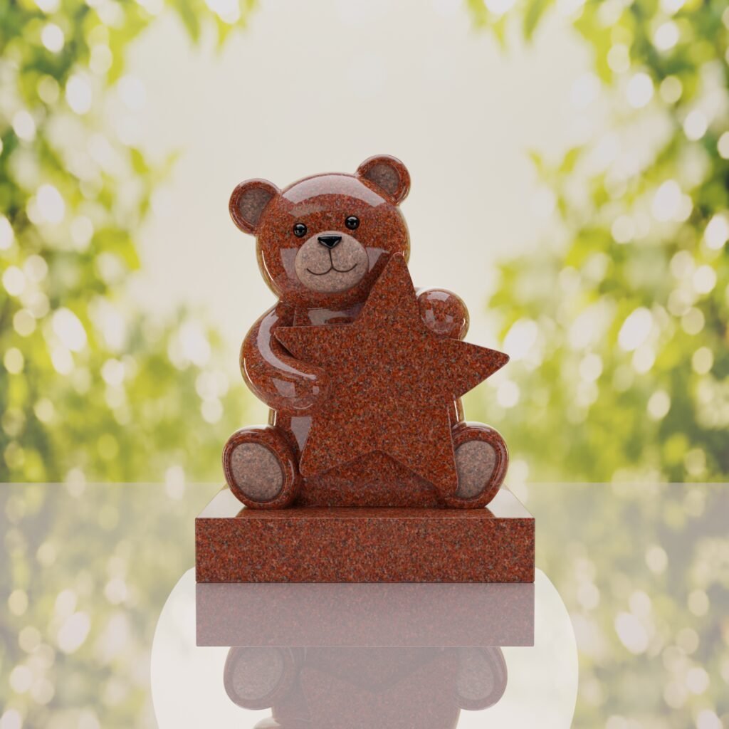 Lápida infantil con oso de peluche y estrella