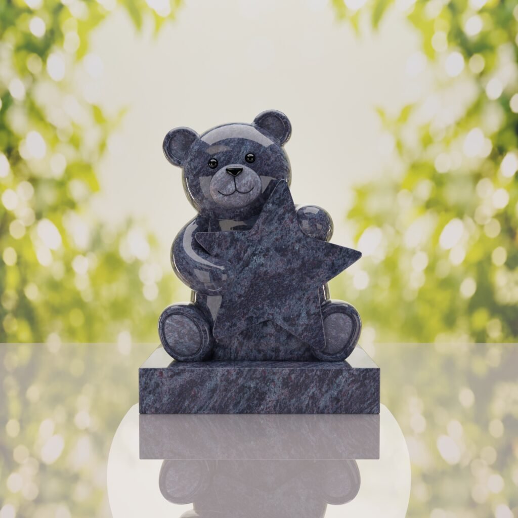 Lápida infantil con oso de peluche y estrella