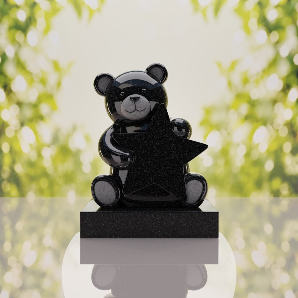 Lápida infantil con oso de peluche y estrella