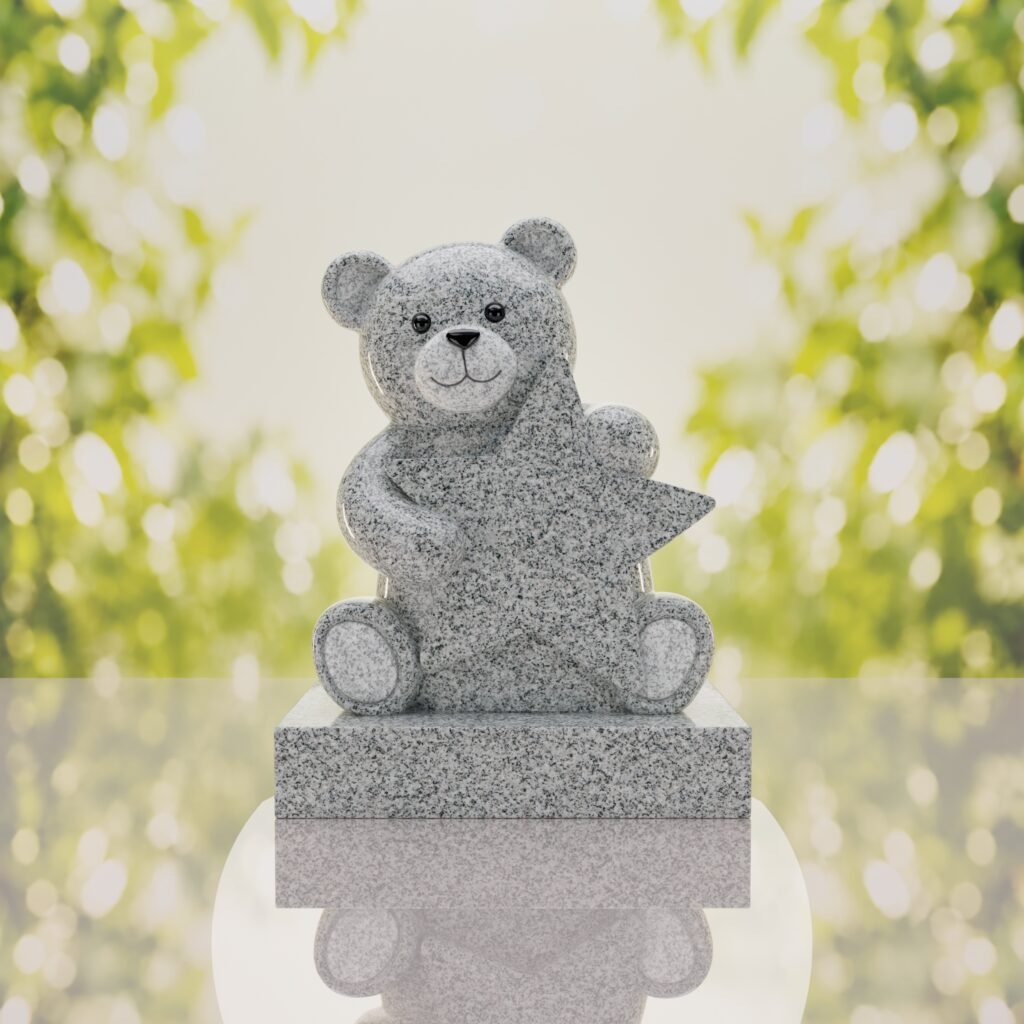 Lápida infantil con oso de peluche y estrella
