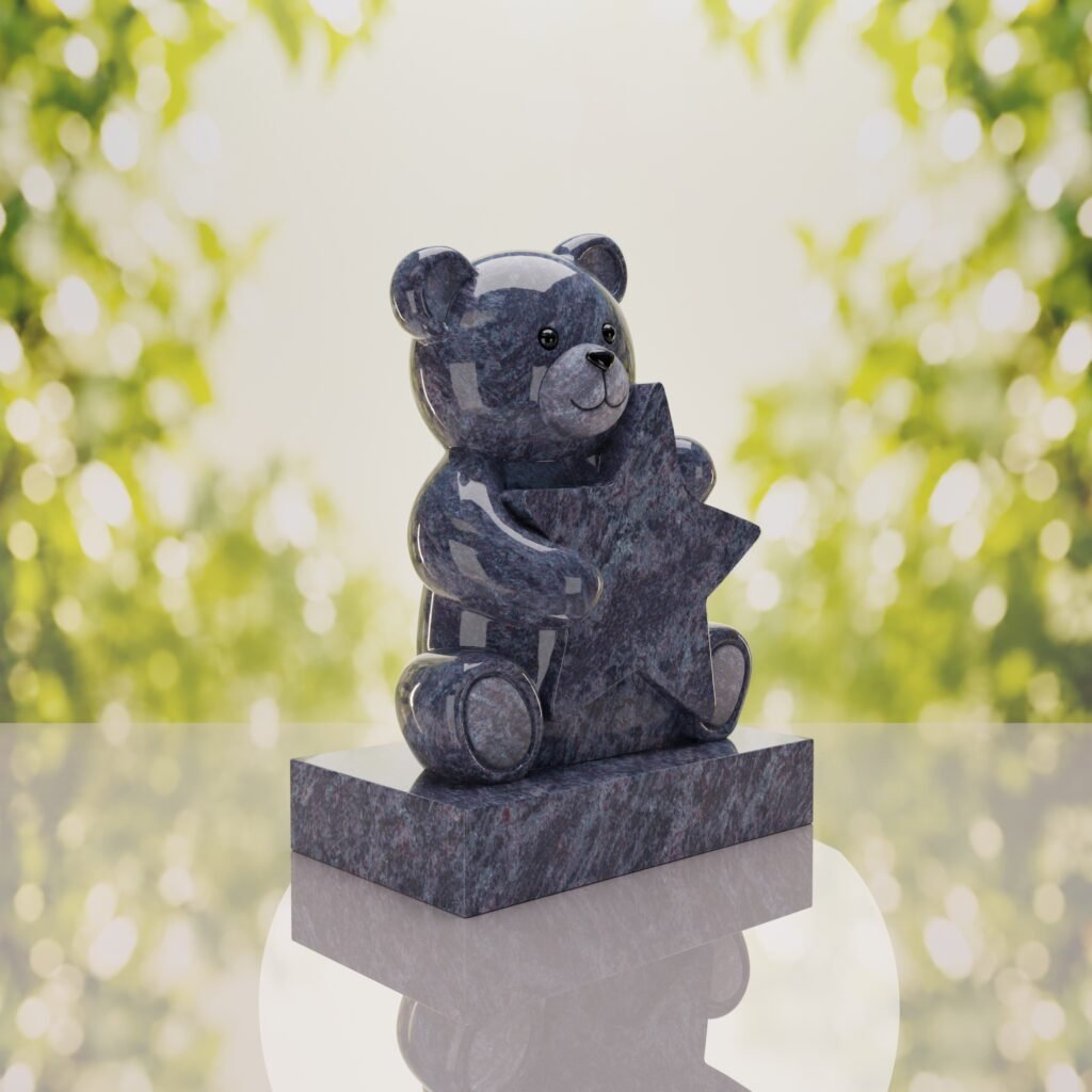 Lápida infantil con oso de peluche y estrella