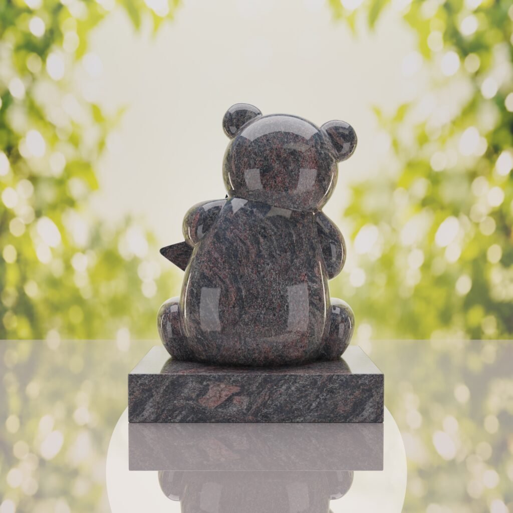 Lápida infantil con oso de peluche y estrella