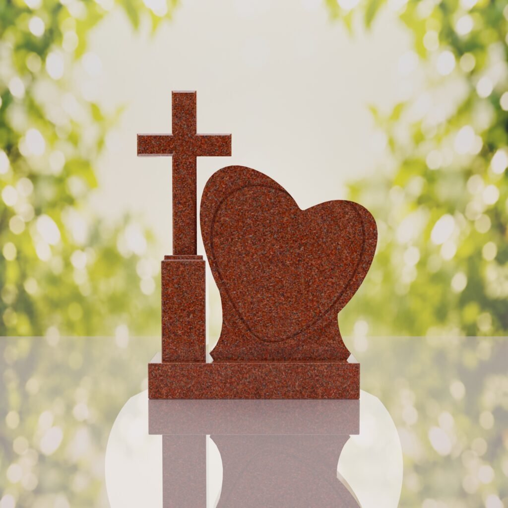 Monumento conmemorativo con corazón y cruz