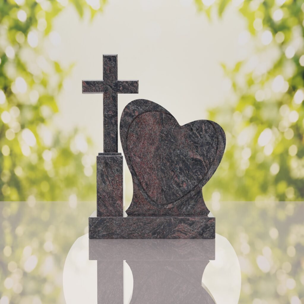 Monumento conmemorativo con corazón y cruz