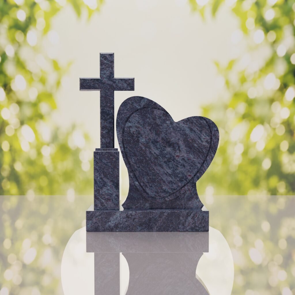 Monumento conmemorativo con corazón y cruz