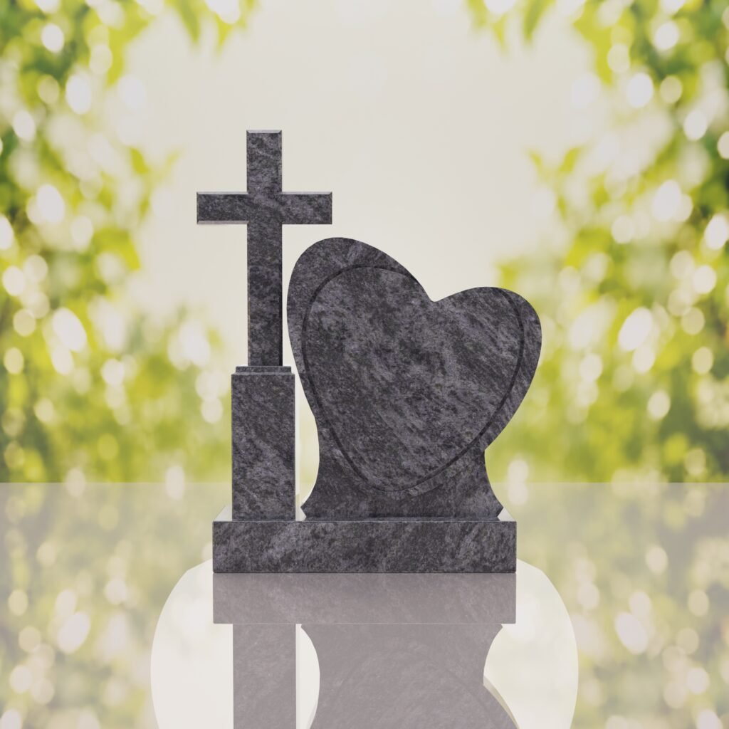 Monumento conmemorativo con corazón y cruz