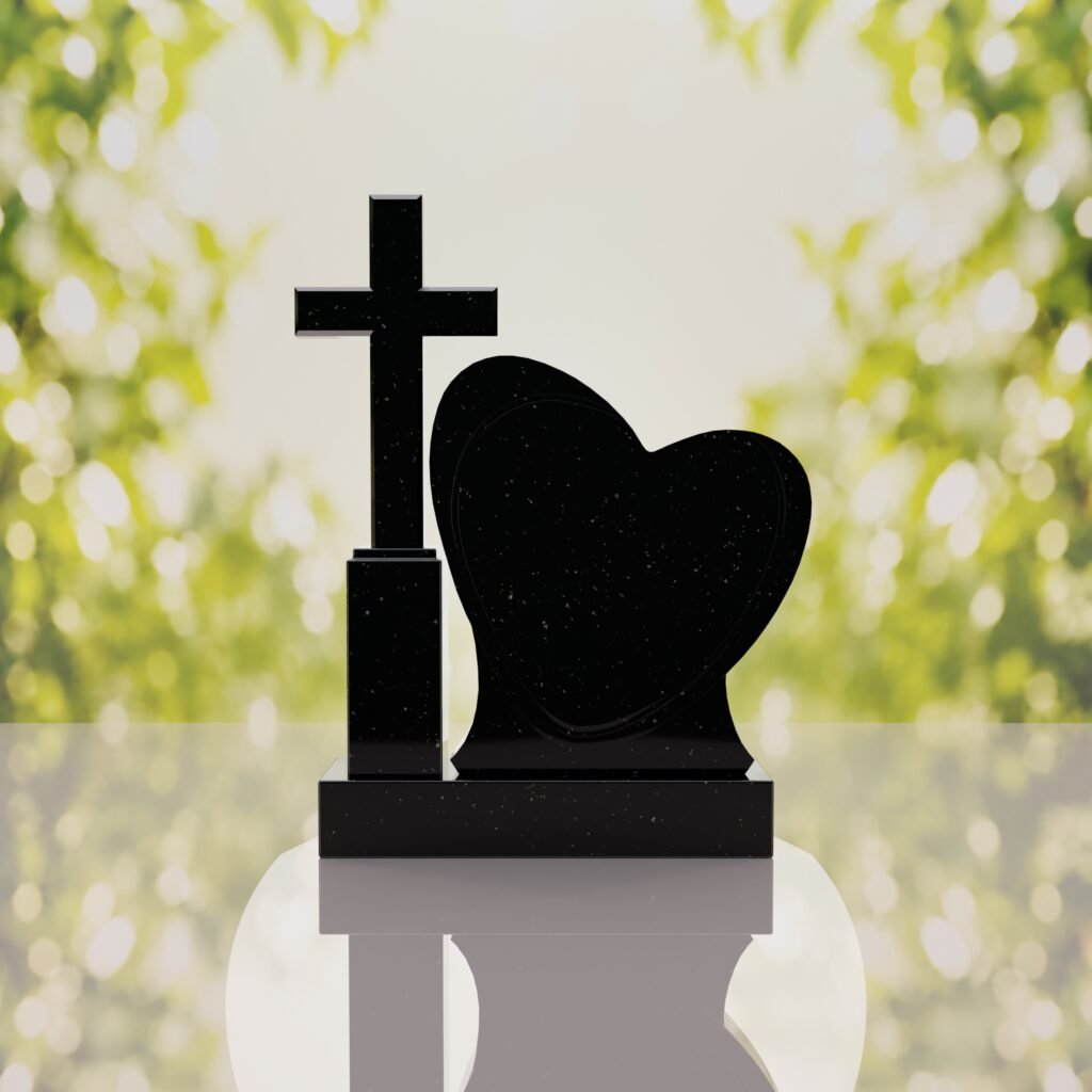 Monumento conmemorativo con corazón y cruz
