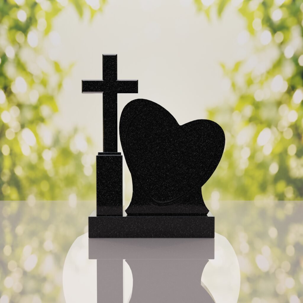Monumento conmemorativo con corazón y cruz