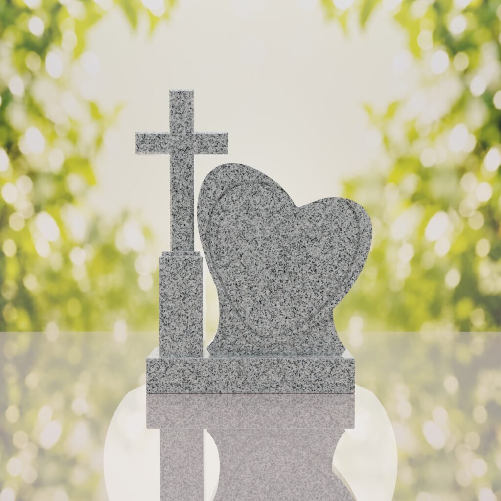 Monumento conmemorativo con corazón y cruz