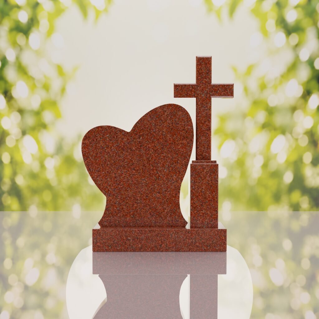 Monumento conmemorativo con corazón y cruz