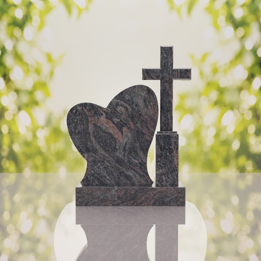 Monumento conmemorativo con corazón y cruz