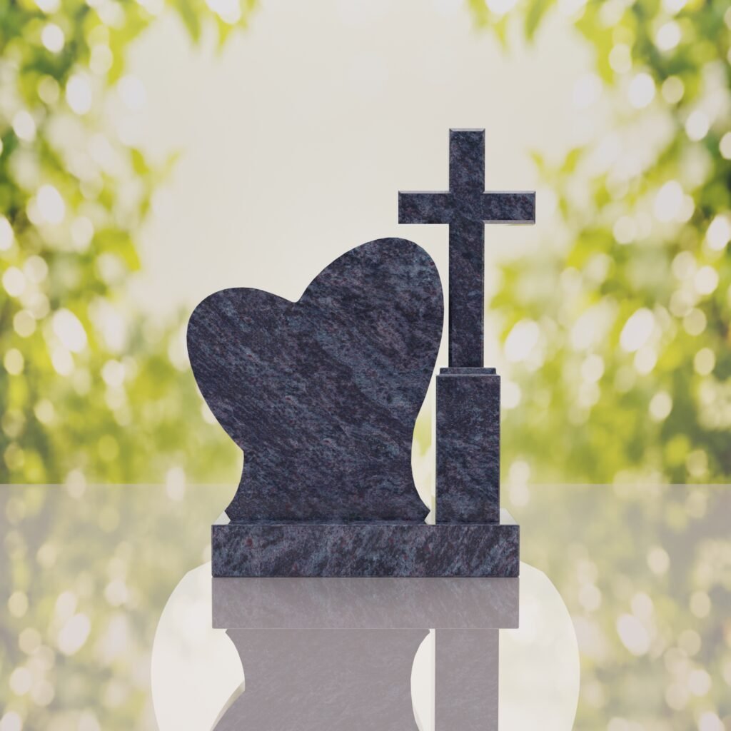 Monumento conmemorativo con corazón y cruz