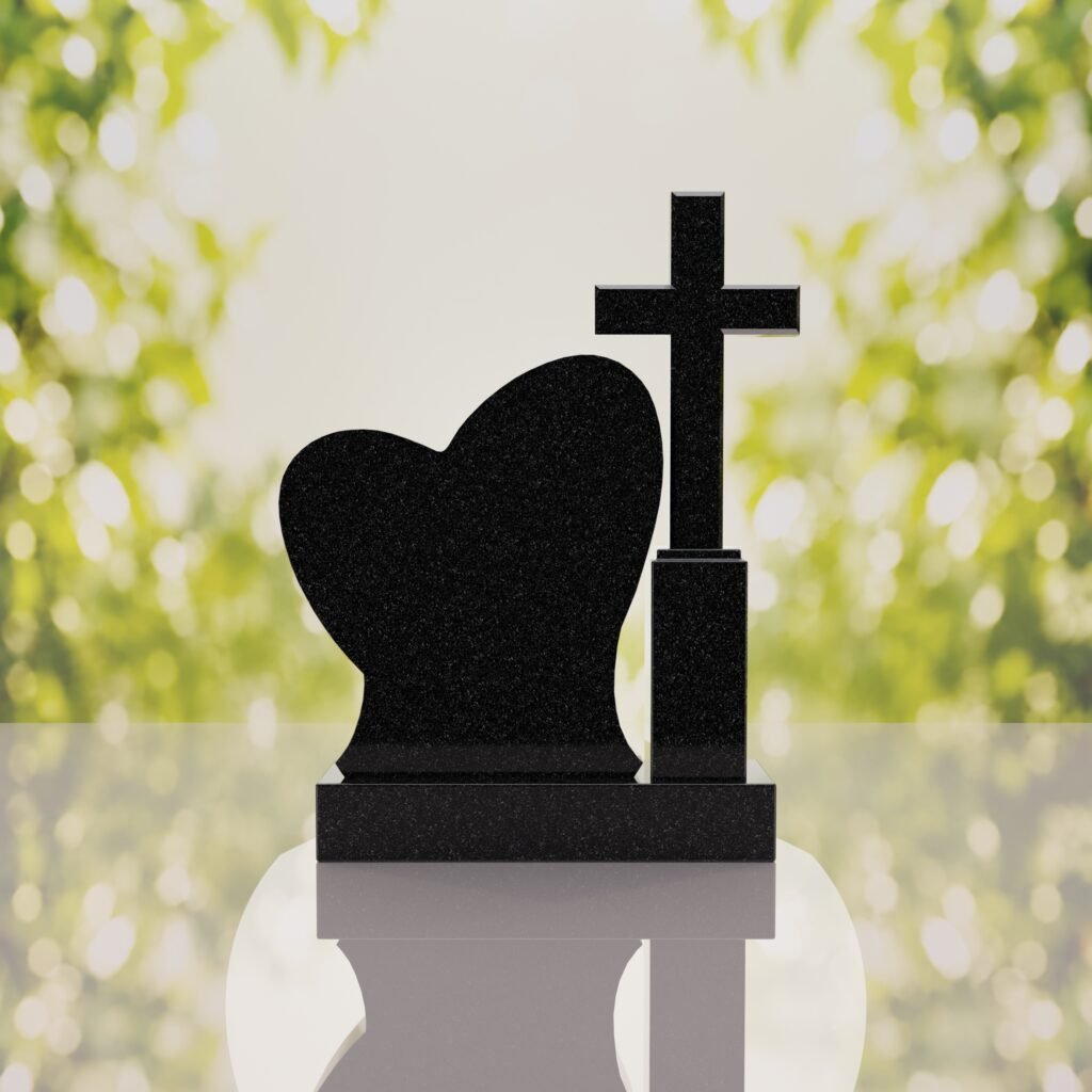 Monumento conmemorativo con corazón y cruz