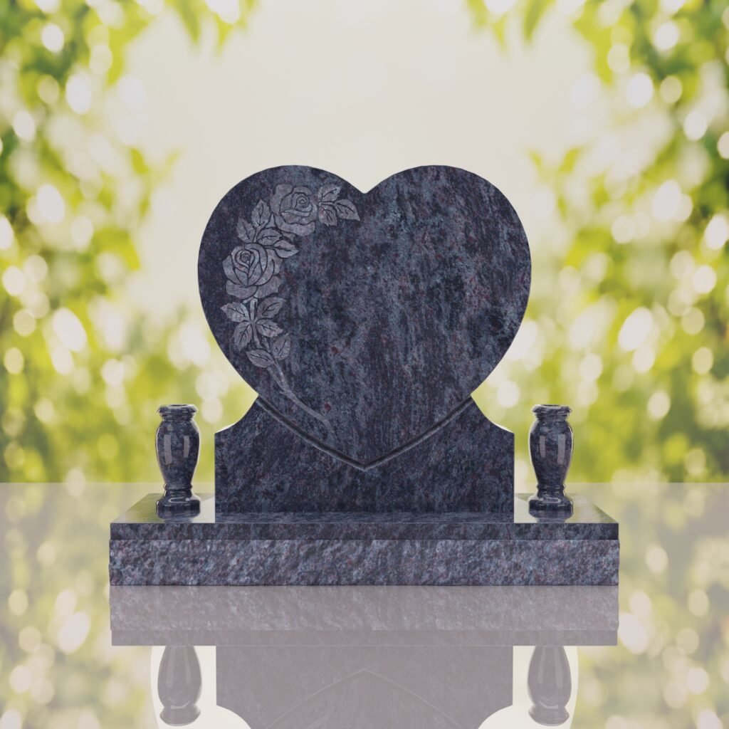 Lápida de corazón con rosas