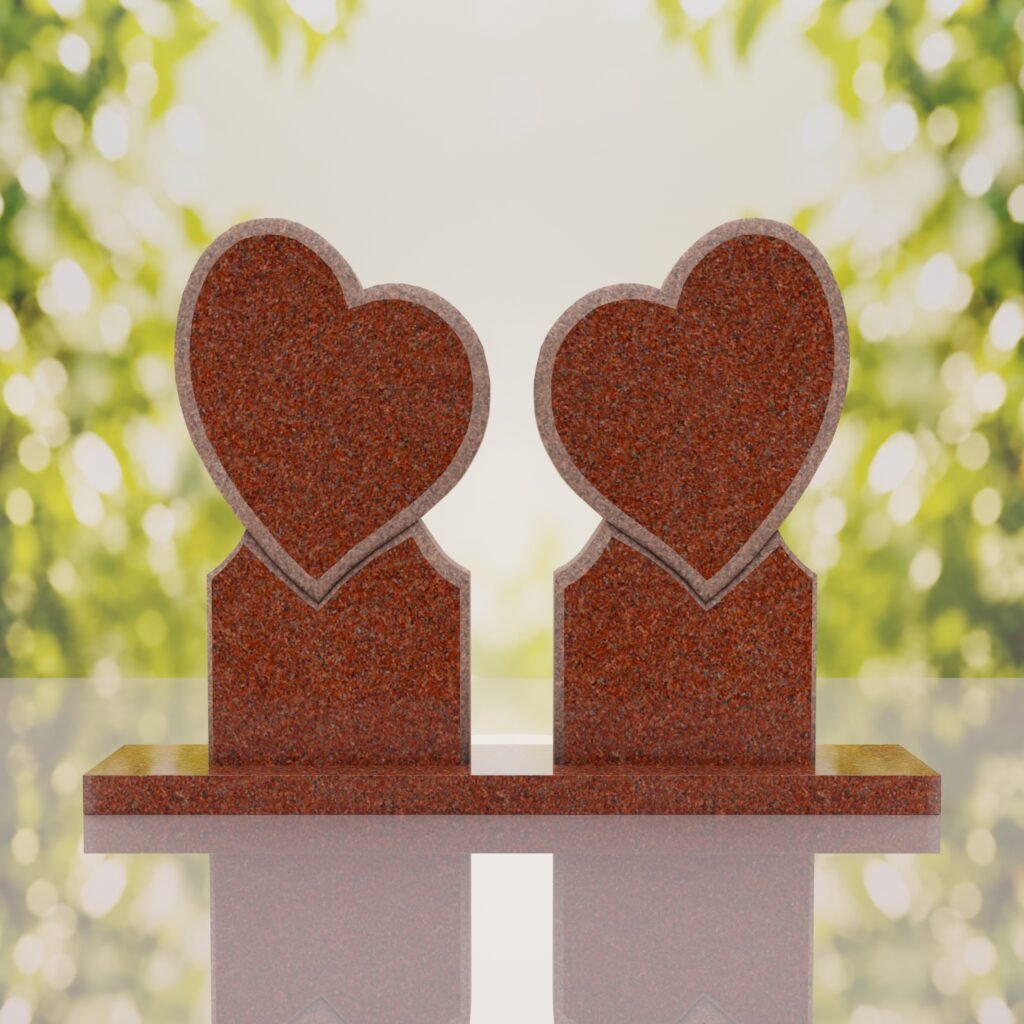 Lápida doble con dos corazones
