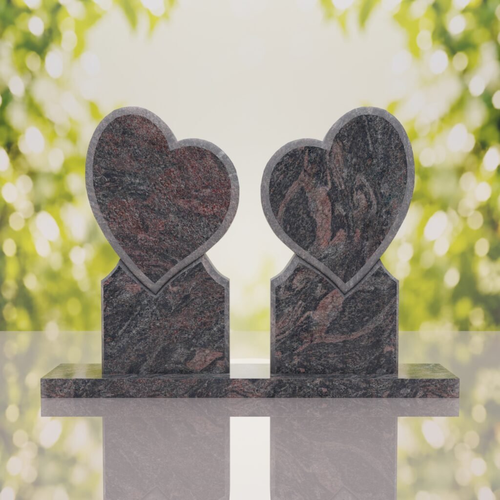 Lápida doble con dos corazones