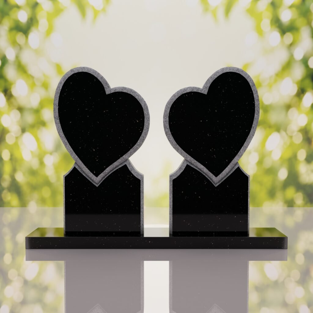 Lápida doble con dos corazones