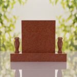Square Upright Headstone with Vases