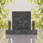 Square Upright Headstone with Vases