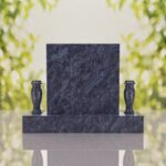 Square Upright Headstone with Vases