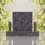 Square Upright Headstone with Vases