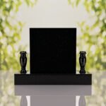 Square Upright Headstone with Vases