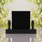 Square Upright Headstone with Vases