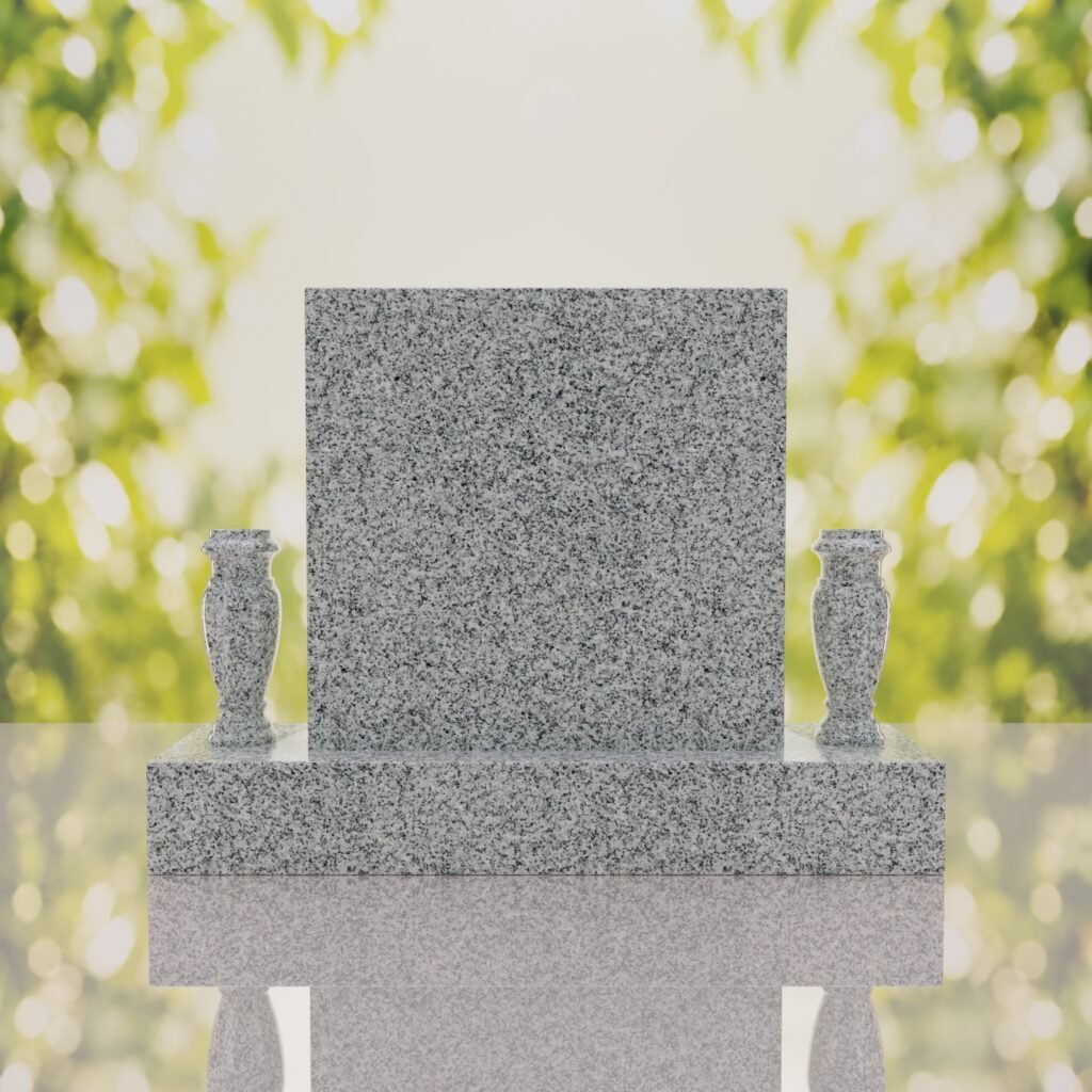 Square Upright Headstone with Vases