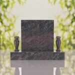 Square Upright Headstone with Vases