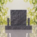Square Upright Headstone with Vases
