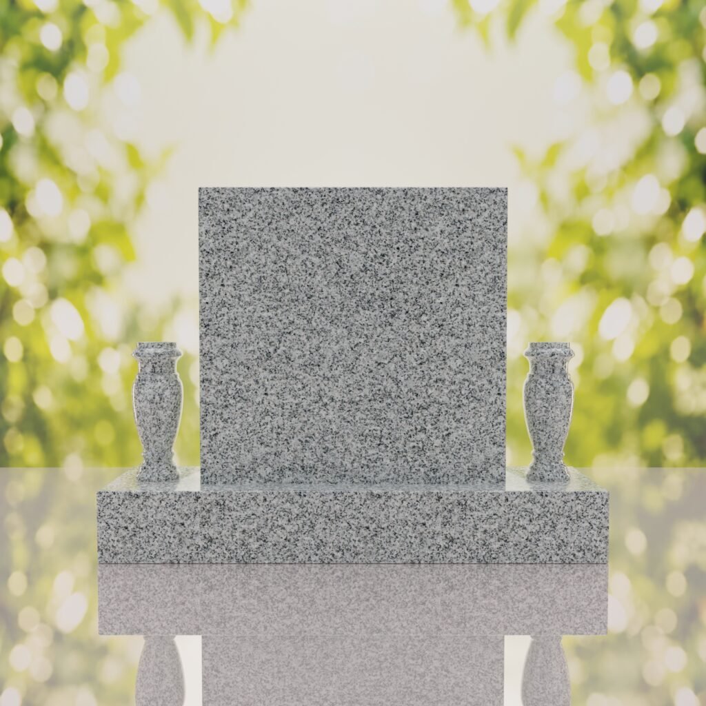 Square Upright Headstone with Vases