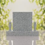 Square Upright Headstone with Vases