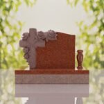 Carved Cross Upright Headstone with Rose Detail
