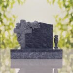 Carved Cross Upright Headstone with Rose Detail