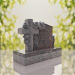 Carved Cross Upright Headstone with Rose Detail