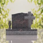 Carved Cross Upright Headstone with Rose Detail