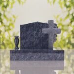 Carved Cross Upright Headstone with Rose Detail