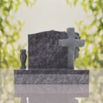 Carved Cross Upright Headstone with Rose Detail