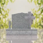 Carved Cross Upright Headstone with Rose Detail