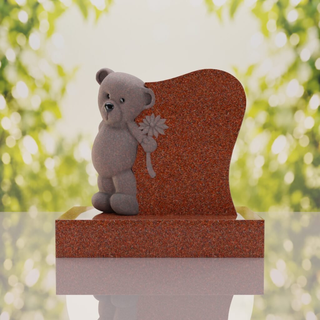 Monumento conmemorativo con oso de peluche