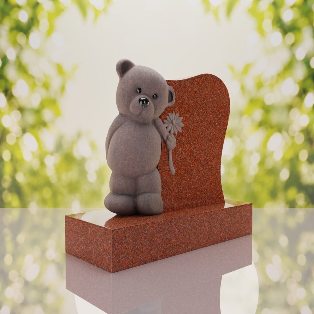 Monumento conmemorativo con oso de peluche