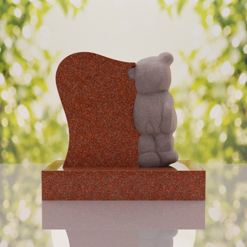 Monumento conmemorativo con oso de peluche
