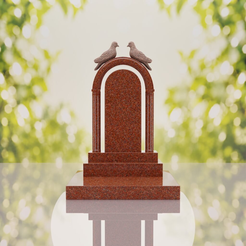 Arch Shape Granite Headstone with Doves