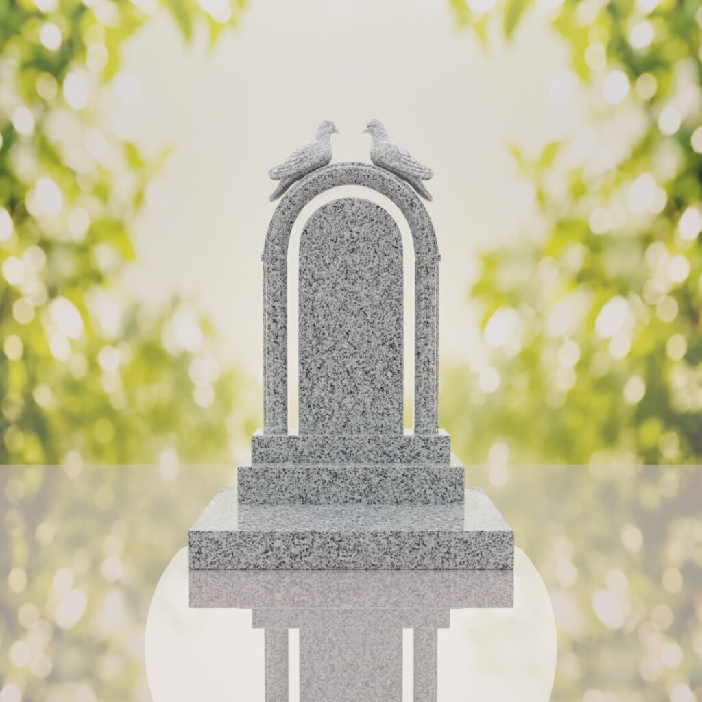 Arch Shape Granite Headstone with Doves