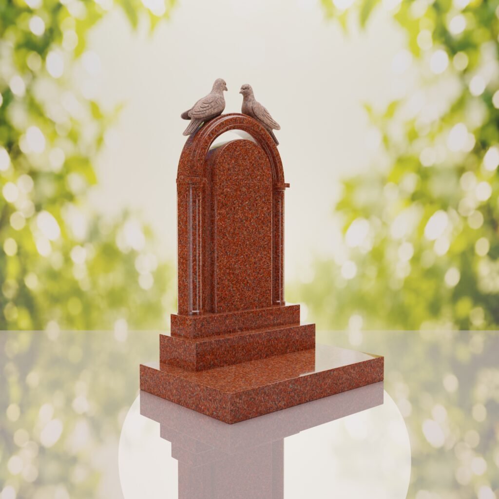 Arch Shape Granite Headstone with Doves