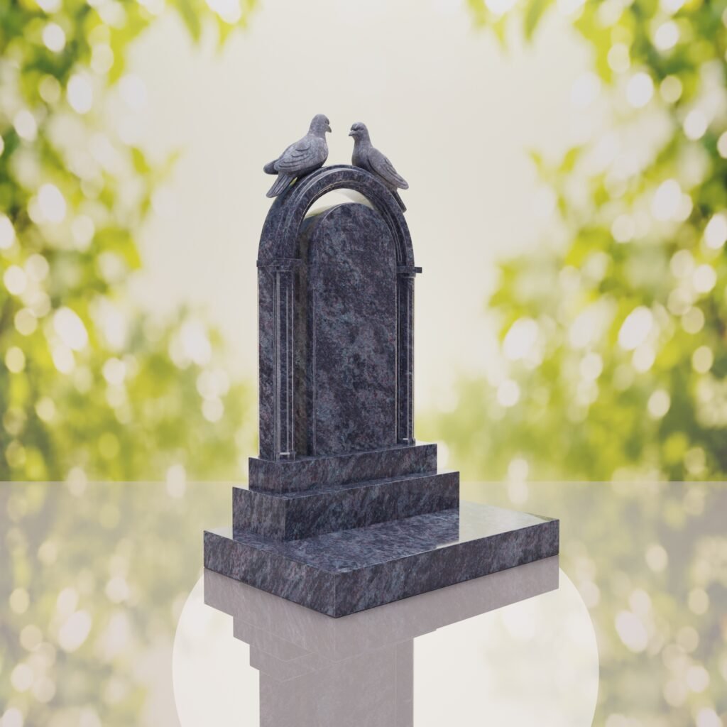 Arch Shape Granite Headstone with Doves